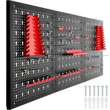 Tectake tectake® Werkzeuglochwand dreiteilig, aus Stahl 120 x 3 x 60 cm