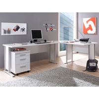 Schreibtisch-Kombination Winkelschreibtisch Bürotisch Arbeitstisch "Clermont I" Weiß