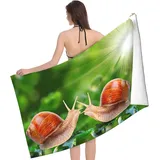 KATATI Schnecken Strandtuch Groß 150x200 cm, Weich Schnell Trocknen Microfaser Handtücher, 3D Strandhandtuch Schnecken Badetuch Strandlaken Handtuch, Herren Frauen Badetücher