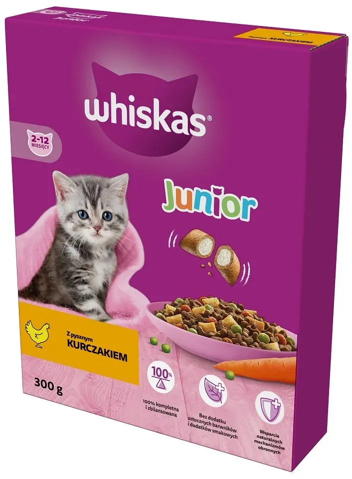 WHISKAS Junior 300 g Trockenvollnahrung mit leckerem Huhn für Kätzchen