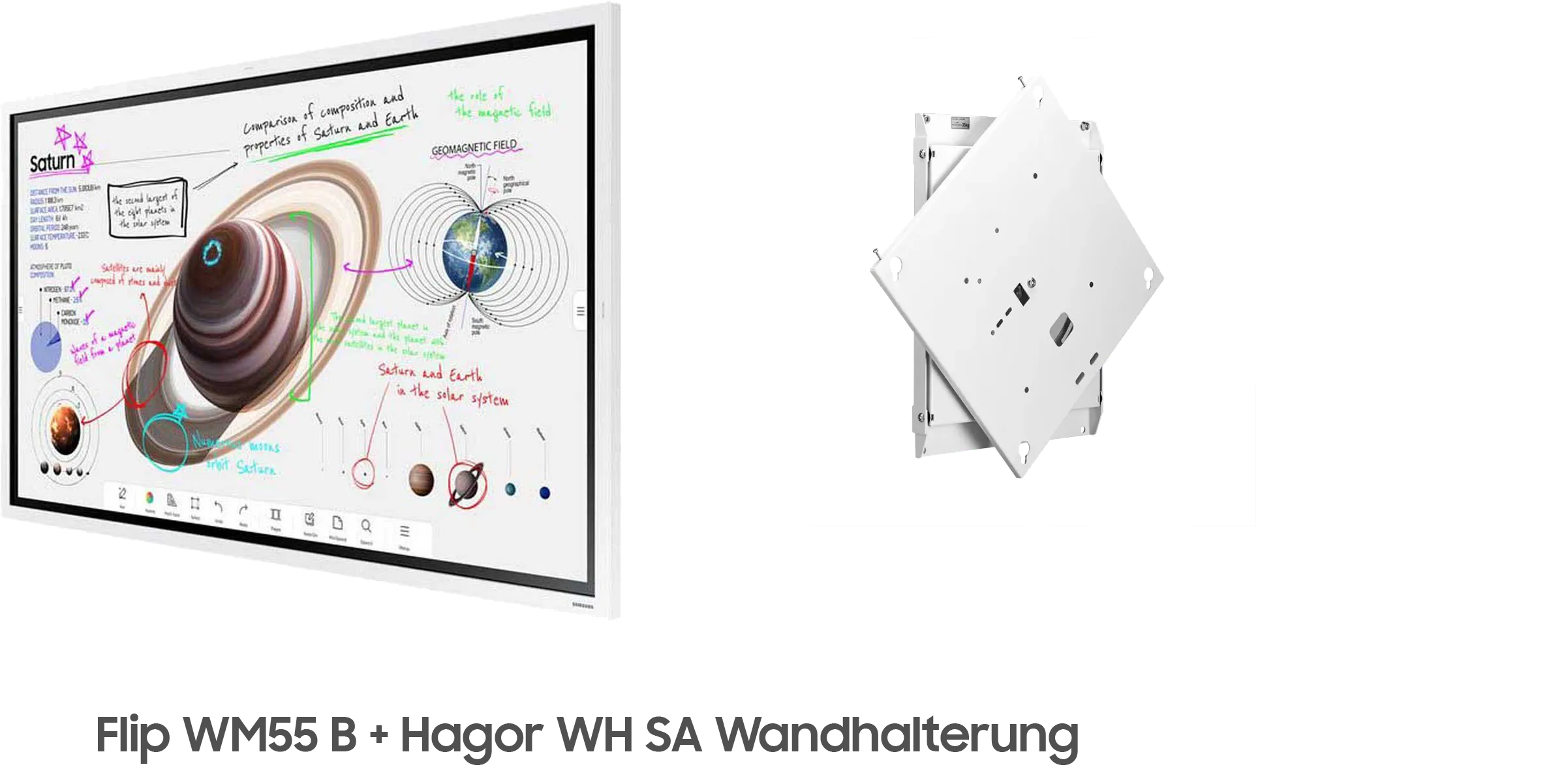 Samsung Flip Pro WM55B Bundle - 55 Zoll Flipchart + Hagor WH SA Wandhalterung