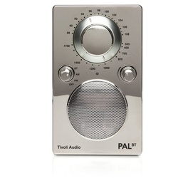 Tivoli Audio PAL BT Radio (FM-Tuner, Tisch-Radio, Bluetooth-Lautsprecher, tragbar, Akku-Betrieb) silberfarben QVK-Shop