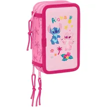 Safta Stitch CHILL Schulmäppchen mit 37 Utensilien, Federmäppchen für Kinder, ideal für Kinder von 5 bis 14 Jahren, bequem und vielseitig, Qualität und Widerstandsfähigkeit, 12,5 x 5,5 cm, Minz/Rosa
