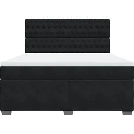 vidaXL Boxspringbett mit Matratze Schwarz 180x200 cm Samt