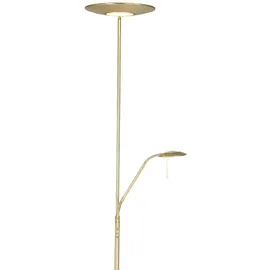 Steinhauer Deckenfluter Stehleuchte Wohnzimmerlampe LED dimmbar Lesespot messing chrom