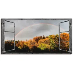 Wandbild ARTLAND "Fensterblick - Regenbogen", bunt (farbe bild(er): bunt), B:100cm H:50cm T:1,8cm, Canvas, Leinwand, Bilder, als Leinwandbild, Wandaufkleber in verschied. Größen