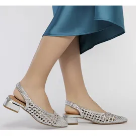 Gioseppo Fikove, geflochtene Ballerinas aus Leder, Schwarz, für Damen, Silber, 39 EU