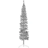 vidaXL Künstlicher Halb-Weihnachtsbaum Ständer Schlank Silbern 210 cm