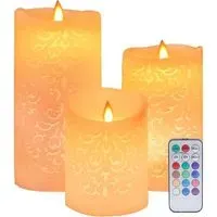 Flammenlose, Hohle Led-kerzen, 3er-set, Mit Fernbedienung Und 4- Und 8-stunden-timer