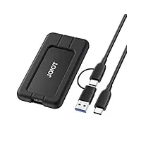 JOIOT Externe SSD 1TB Portable Festplatte USB-C 3.2 Gen 2x2 mit 2000 MB/s Lesen und 1700 MB/s Schreiben Tragbares SSD 1TB mit Schutzhülle für Mac PC Smartphone Laptop Schwarz