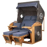 deVries PURE® Strandkorb deVries PURE® Sailor XL - PE stone grey - Dessin 249, BxTxH: 135x90x165 cm, Halblieger, Ostsee-Strandkorb, feines Teakholz - inkl. Rückholfeder und Schutzhülle grau