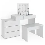 Vicco Schminktisch Lotos Weiß LED Beleuchtung und Bank