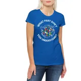 Urban Backwoods Print-Shirt Cube Understand Damen T-Shirt Zauberwürfel 80s Magic Speed Cubing (1-tlg) Cuber Speedcube Algorithm Cube blau S