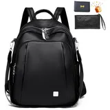 RWEUOQ Rucksack PU-Leder-Rucksack, Schultertasche,Classic Anti-Diebstahl-Rucksack (Multitasche Modetasche Geeignet für Arbeit und Schule Reisen), Eleganter Rucksack Leicht und wasserdicht groß schwarz