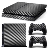 DOTBUY PS4 Skin Aufkleber Sticker Design Folie schützende Haut Schale für Sony Playstation 4 Konsole und 2 Dualshock Controller (Carbon Fiber Black)