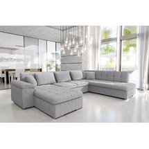 Mirjan24 Ecksofa Niko Bis Cord, Polsterecke mit Bettkasten und Schlaffunktion, Sofa, Polstergarnitur (Farbe: Poso 110, Seite: Links) - Grau