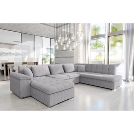 Mirjan24 Ecksofa Niko Bis Cord, Polsterecke mit Bettkasten und Schlaffunktion, Sofa, Polstergarnitur (Farbe: Poso 110, Seite: Links) - Grau