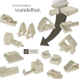 Tectake tectake® Spielsofa, 8-teilig, flexible Anordnung, Leinenbezüge, abnehmbar und waschbar, stapelbar