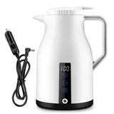12V/24V Reise Wasserkocher Auto, 1 Liter Edelstahl Elektrischer Mobiler Reisewasserkocher mit Zigarettenanzünder Bis zu 100°C mit LCD-Anzeige, für Heißwasser Kaffee Tee, Auto LKW KFZ Camping