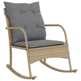 vidaXL Garten-Schaukelstuhl mit Kissen Beige Poly Rattan