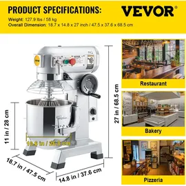 Vevor Knetmaschine 15L Silber