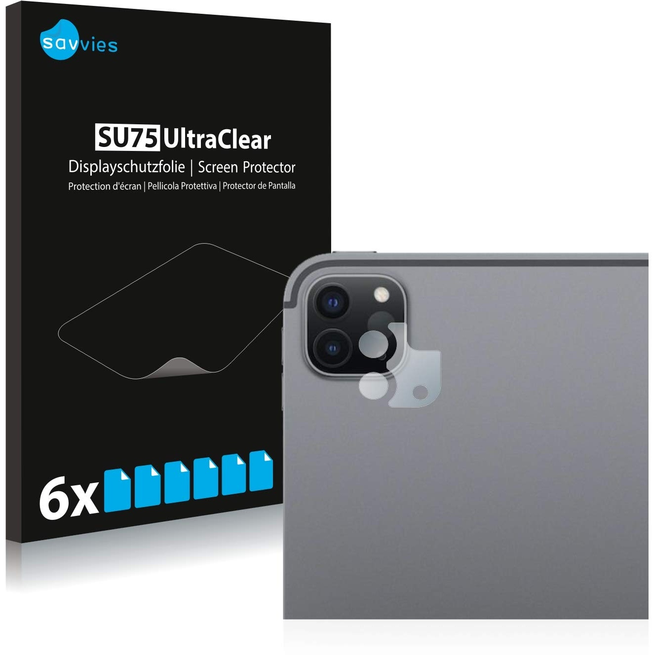 Savvies 6 Stück Schutzfolie für Apple iPad Pro 11" WiFi Cellular 2020 (NUR Kameraschutz, 2. Gen.) Displayschutz-Folie Ultra-Transparent