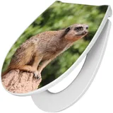Banjado Premium Toilettendeckel Mit Absenkautomatik WC-Sitz Soft Close Hygienischer Klodeckel Duroplast Mit Motiv Sitzendes Erdmännchen
