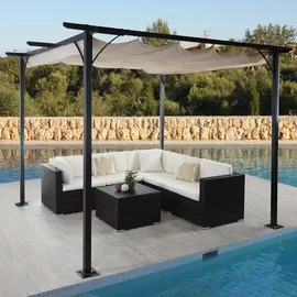 Proregal Pergola 3 x 3 m inkl. 4 Seitenteile Creme