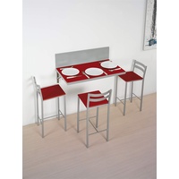 ASTIMESA wandtisch kuechentisch, Metall Glas Holz, rot, 90x50 ó 90x30 cms