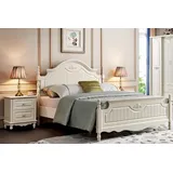 JV Möbel Modernes Holz Schlafzimmer Set Bett mit Nachttischen, 3tlg