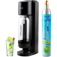 GreatWhip Wassersprudler mit CO2 Zylinder X1, Kunststoff Flasche 1L(BPA-Freie) X1, Einschrauben Kohlensäure kompatibel mit Sodastream Soda Maker 60L Gesprudeltes Wasser Schwarz