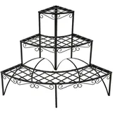Tectake tectake® Blumentreppe, mit 3 Stufen, geschwungene Verzierungen, 60 x 60 x 60 cm, Wohnzimmer, Wohnzimmertische, Blumenständer