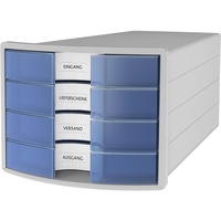 HAN IMPULS Schubladenbox A4 transparent blau/grau (1012-64)