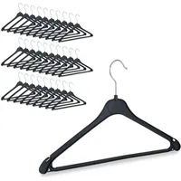 Relaxdays 90x Kunststoff, Kleiderbügel Schwarz,Silber