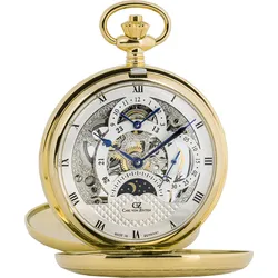 Taschenuhr CARL VON ZEYTEN "Alb", gold (goldfarben), Taschenuhren, Damen, Mechanische Uhr, Handaufzug, Skelettuhr, Mondphase, Made in Germany