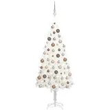 vidaXL Künstlicher Weihnachtsbaum mit Beleuchtung & Kugeln Weiß 150 cm