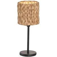 MeineWunschleuchte Tischlampe Höhe 33cm Metallfuß Schwarz & Lampenschirm Seegras