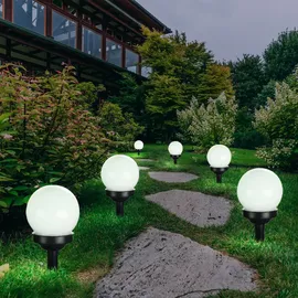 Expo Börse Kugelleuchte Solar 10 cm Solarleuchte Kugel Garten LED Gartendeko Solarkugel für Außen klein, Leuchtdauer ca. 6-8 Stunden, H 38 cm, 8er Set