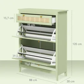 Homcom Schuhschrank 88 x 120 x 30 cm mit Schublade grün