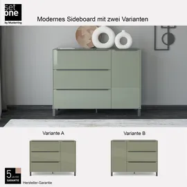 Set One by Musterring Sideboard Reno (1 St), Mit Vierkantfuß in diversen Farben, 106 cm Höhe & Farbauswahl grün