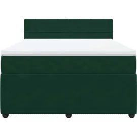 vidaXL Boxspringbett mit Matratze Dunkelgrün 140x200 cm Samt