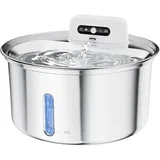 ZKSCool Katzenbrunnen Edelstahl 3.2L, Kabelloser Trinkbrunnen für Katze mit 4000mAh Akku, Wasserbrunnen für Katzen mit Bewegungsmelder, Leise & Spülmaschinenfester, Katzentrinkbrunnen für Hunde