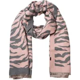 Stylebreaker Zebra Muster, Schal mit Animal Print warmer Tierprint Schal mit Fransen, Reversible Style 01017158, Farbe:Rose-Grau | Gr.: onesize