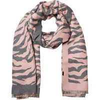 Stylebreaker Zebra Muster, Schal mit Animal Print warmer Tierprint Schal mit Fransen, Reversible Style 01017158, Farbe:Rose-Grau | Gr.: onesize
