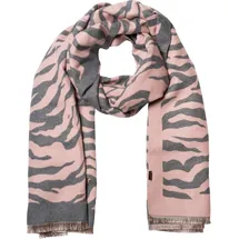 Stylebreaker Zebra Muster, Schal mit Animal Print warmer Tierprint Schal mit Fransen, Reversible Style 01017158, Farbe:Rose-Grau | Gr.: onesize