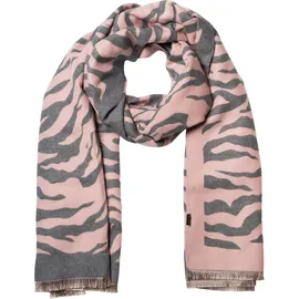 Stylebreaker Zebra Muster, Schal mit Animal Print warmer Tierprint Schal mit Fransen, Reversible Style 01017158, Farbe:Rose-Grau | Gr.: onesize