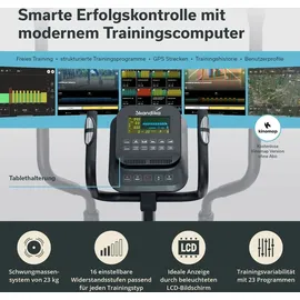 Skandika Crosstrainer Carbon P23 | Ellipsentrainer für Zuhause, klappbar, 23 Programme, App kompatibel, bis 135 kg, Schwungmassensystem