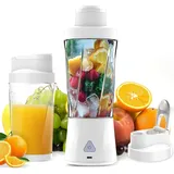 Luckice Akku-Smoothie-Maker Entsafter,Tragbarer Mixer,kabellos,700ml,tragbarer Entsafterbecher, 360 W, persönlicher Blender,tragbarer Smoothie-Mixer,Reise-Entsafter weiß
