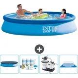 Intex runder aufblasbarer Easy-Set-Pool – 366 x 76 cm – Blau – im Lieferumfang enthalten Accessoire CB59 - Intex