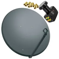 PremiumX 100cm Stahl anthrazit + Quad LNB